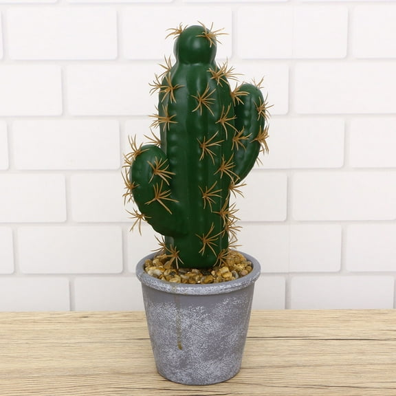 Masteelf Simulation Tropical Plants Creative Artificial Cactus Fake Potted Bonsai Decor for Home Office ( Included) (Double- Cactus)