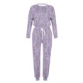 thumbnail image 4 of Puntoco Traje Casual Con Cordón Y Cuello Redondo De Manga Larga Con Estampado Suelto A La Moda Para Mujer Púrpura Xxxxxl, 4 of 5
