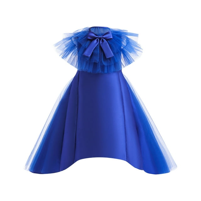 Felwors Nouvelle Robe d'Enfant Princesse Klein Robe Bleue Grande Robe Longue à Sequins et Sol pour Enfants Robe de Performance Piano