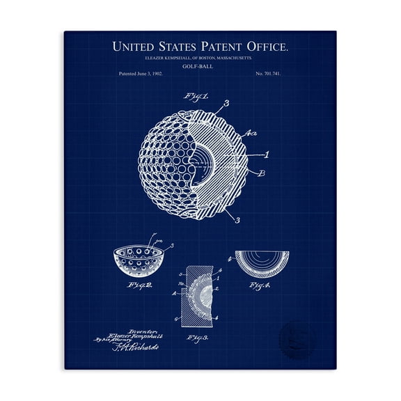 Stupell Industries Golf Ball Blueprint Sports Painting Gallery Wrapped Canvas Art Print Wall Art, 16 x 20