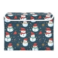 thumbnail image 2 of Large Lidded Bin Foldable Storage Baskets Christmas Snowmans Boxes Cubes Lids with 2 Handles for Home Bedroom Office 16.5"x12.6"x11.8", 2 of 7