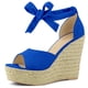 thumbnail image 1 of Sandalias de Cuña Alpargatas Correa de Tobillo Allegra K Azul Profundo 38, 1 of 7
