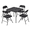Black-Table and Chairs, variant on BORGEBY 34" Square Folding Table Portable Card Table With Smooth PVC Tabletop for Parties, Dining and Camping Indoor Outdoor,Black
