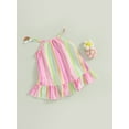 thumbnail image 4 of Kids Girl Dresses, Sleeveless Off Shoulder Striped Print Casual Party Street Princess Dress, 4 of 9