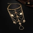 thumbnail image 3 of Bohemian Layered Coin Anklet with Toe Ring Beach Barefoot Sandals Jewelry Summer Ankle Bracelet for Women, 3 of 10