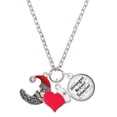 thumbnail image 1 of Delight Jewelry Silvertone Large Crescent Moon Santa Face - Red Heart Nurse Strong Zoe Necklace, 1 of 4