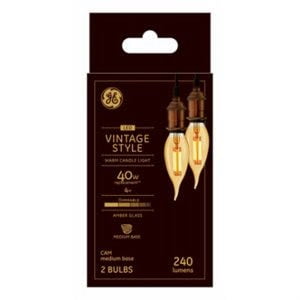

GE LED Candle Light Bulbs Amber Warm White Medium Base 4-Watts 240 Lumens 2-Pk. 1 Pack