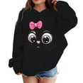 thumbnail image 5 of Byoo Toddler Girl Hoodie Oversized Cartoon Cat Printed Long Sleeved Hooded Top Casual Pullover Sweatshirt Outerwear, 5 of 5