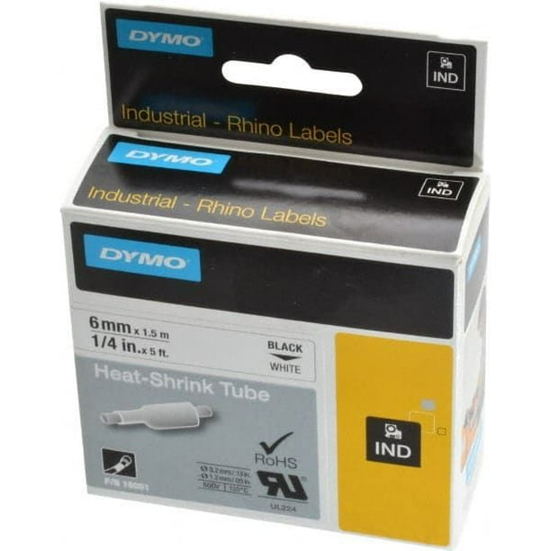 Dymo 1/4" x 5' White Heat Shrinkable Polyolefin Heat Shrink Tubing MPN