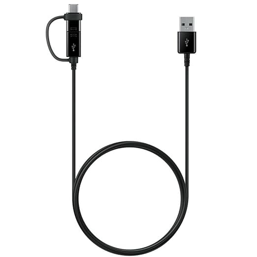 SAMSUNG 2-in-1 5FT USB Charging Cable | Type-C & Micro USB Fast Charger | Durable Cord for iPhone, Android, Galaxy, Tablet, Power Bank – Universal Charging Cable