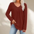 thumbnail image 5 of Breezora Women's Casual Long Sleeve Tee Brushed Textured Pleated Design Comfortable Shirt XXL Size Brick Red, 5 of 6