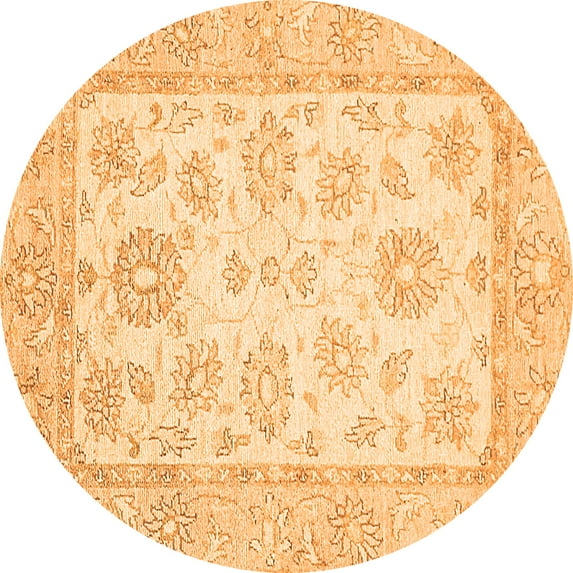 Ahgly Company Indoor Round Oriental Orange Traditional Area Rugs, 3' Round