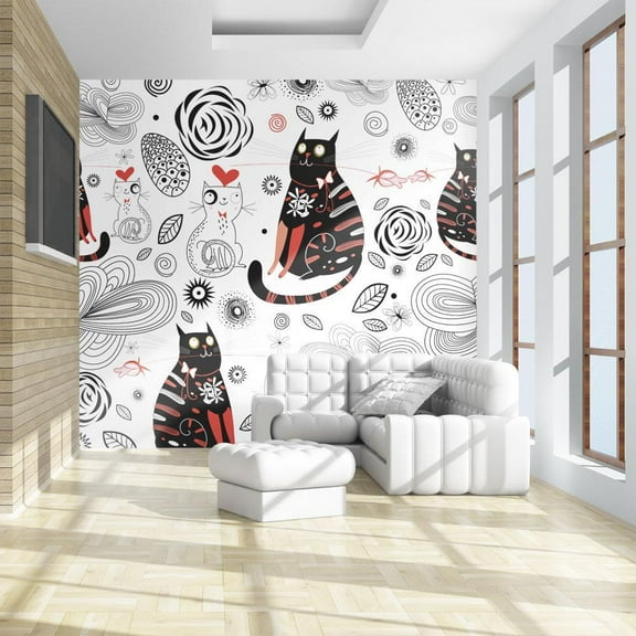 Tiptophomedecor Animal Wallpaper Wall Mural - Cats In Love