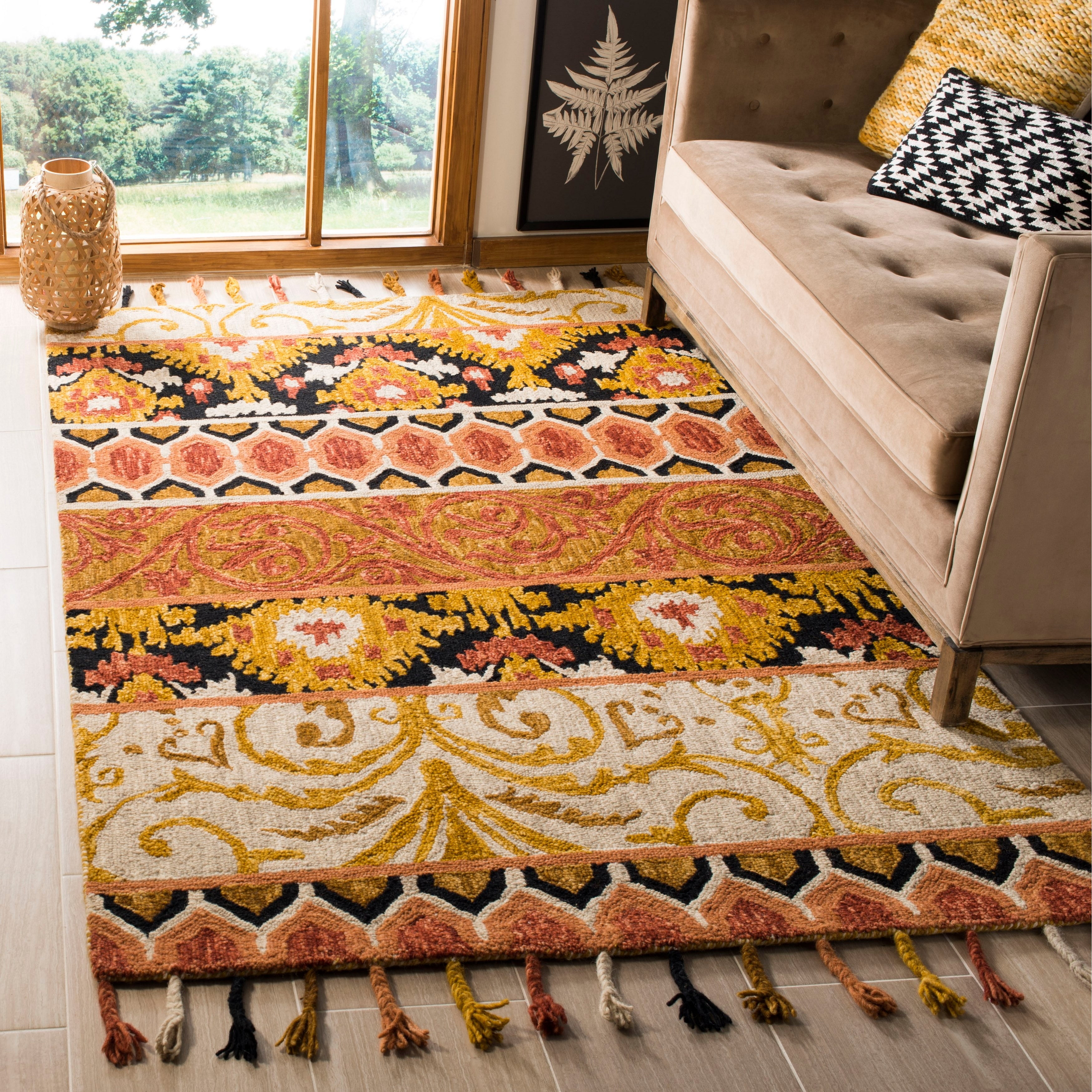 safavieh handhooked suzani rust/ gold wool rug (5' x 8')