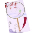 thumbnail image 1 of Ventilateur à Main Double Face Rond Motif Chinois Ancien avec Poignée en Bambou et Pompon Décoration Maison, 1 of 6