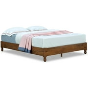 BIKAHOM 12"H Solid Wood Twin Bed Frame with Turning Legs in Rustic Teak