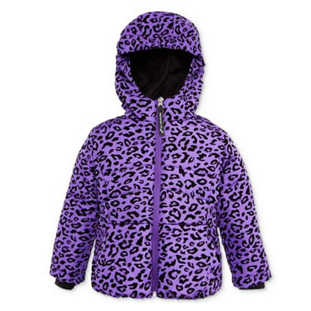 Rothschild Toddler Girls Purple Leopard Print Coat Puffer Ski Jacket  - Size -
