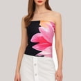 thumbnail image 2 of FYEGRE Strapless Tube Tops for Women Summer Y2K Floral Bandeau Cute Crop Tops Trendy Sleeveless Going Out Outfits Black L, 2 of 8