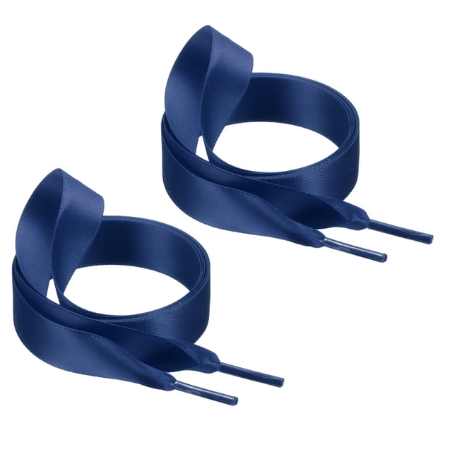 Cordones de Satén de 47", Cordones Planos de Seda de 3/4" de Ancho para Decoración de Zapatos, Azul Marino