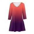 thumbnail image 6 of Topvent Women's Casual And Fashionable V-neck Printed Pocket 3/4 Sleeve Loose Fitting Dress, 6 of 6