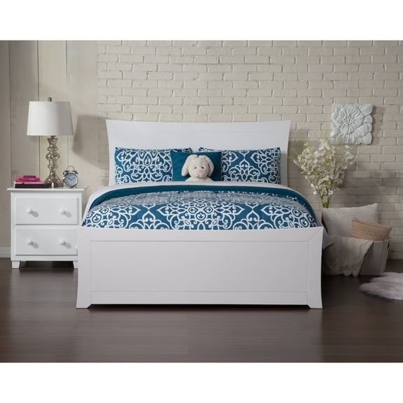 Traditional Full Bed Frame with Footboard - Victorian Style Bed - White Finish - HomeStock
