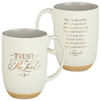 Christian Art Gifts Large Ceramic Coffee & Tea Bible Verse Mug for Women & Men: Trust in the Lord - Prov. 3:5 Inspirational Scripture, Non-toxic/Lead-free w/Clay Base & Gold Text, White/Gray 15 oz.