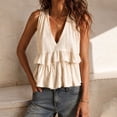 thumbnail image 5 of Karymi Tops for Women Trendy Deep V-Neck Sleeveless Ruffle Peplum Top, Tiered Ruffle Peplum Hem Cami Blouse, Solid Casual Summer Flowy Tank Top Cute Tops for Women, 5 of 9