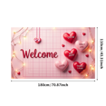 thumbnail image 1 of Welcome Banner Backdrop Decorative Pink Bows Romantic Valentines Day Hearts String Lights Party Wedding Anniversary Celebration Photo Props Poster Background, 1 of 4
