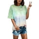 thumbnail image 1 of Gibobby Blusa Termica Mujer T Camisa Tee Summer Crew Cuello Casual Tops Tie Manga Dye Short Women's Blouse（Verde， S), 1 of 3