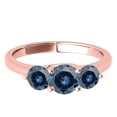 thumbnail image 4 of Mauli Jewels 1/2 Carat 3-Stone Blue Diamond Engagement Ring, 14k Rose Gold, 4-Prong Setting, 4 of 8