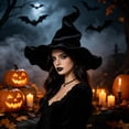 thumbnail image 5 of Adult Wizard and Witch Hats, Large Pointed-Top Wide-Brimmed Magician Costume Hats, Halloween Cosplay Party Accessories, Available in Multiple Colors, 5 of 6