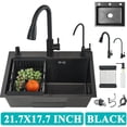 thumbnail image 2 of 21.7 in Black Kitchen Sink Stainless Steel Single Bowl Sink with Pulldown Faucet Kitchen faucet, 2 of 12