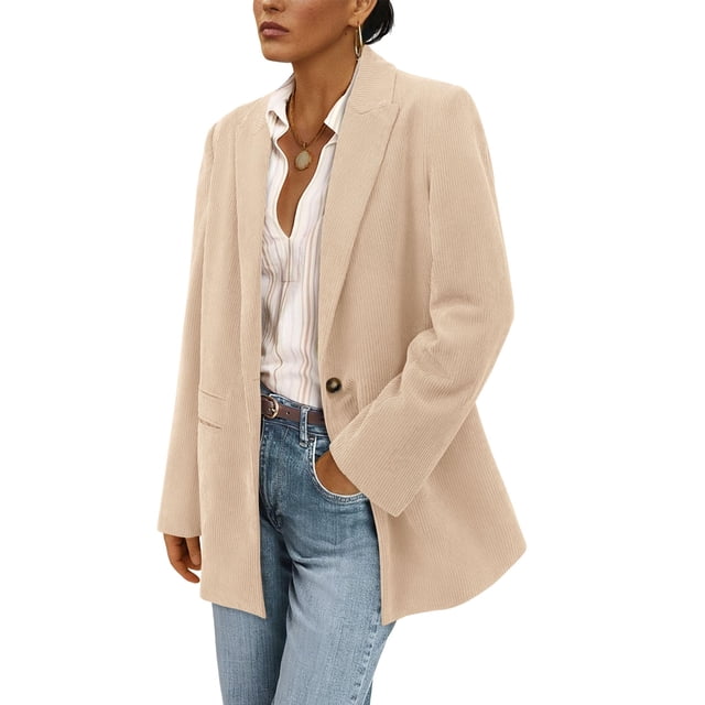 Blazer PRETTYGARDEN de Pana en Caqui Claro Talle S
