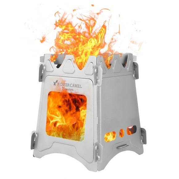 Camping Wood Portable Folding Lightweight Titanium Wood Burning Backpacking for Outdoor Survival Cooking Picnic