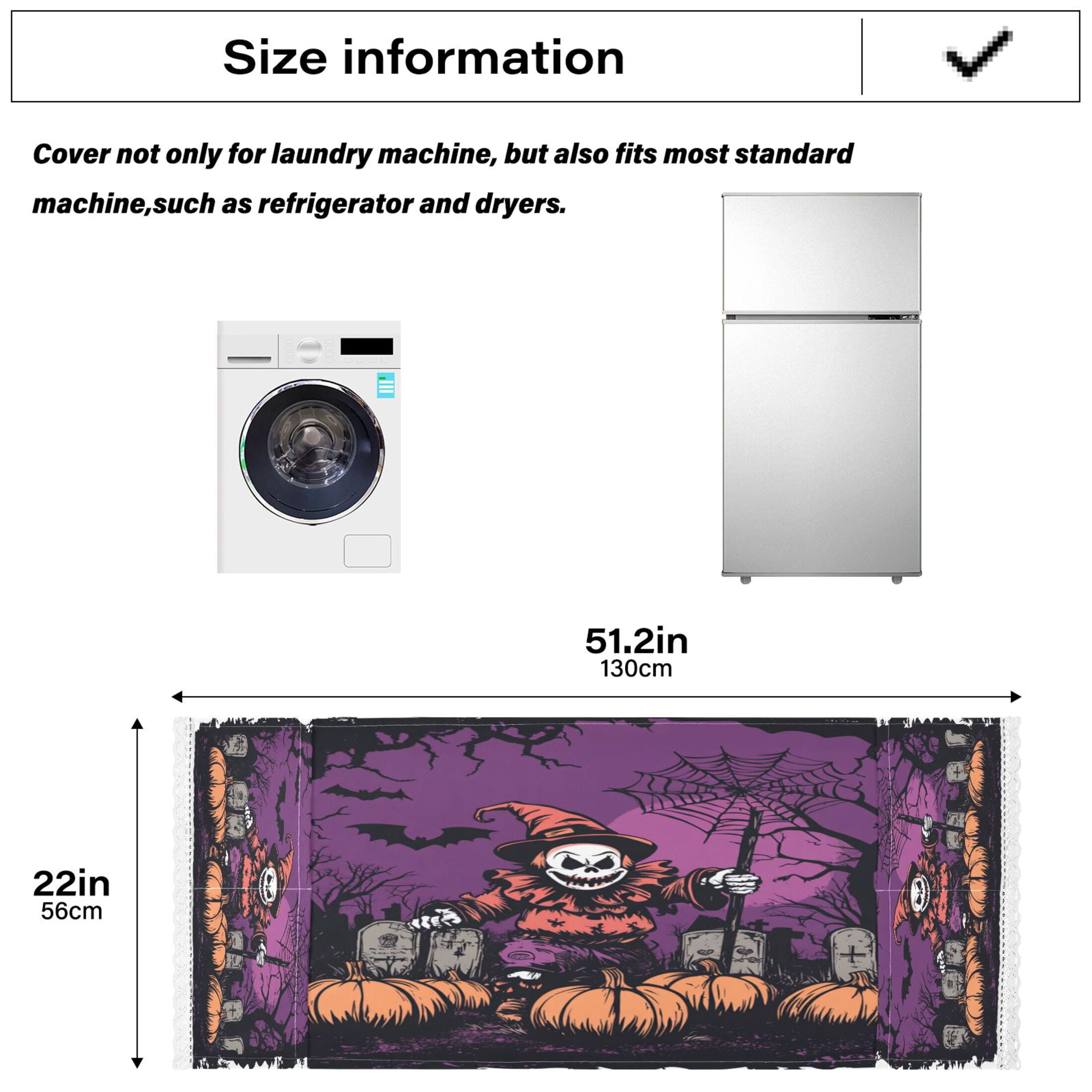 Halloween ClownWasher and Dryer Covers Dust-Proof and Oil Resistant Fridge Cover with 4 Storage Pockets Washing Machine Top Cover for Laundry Kitchen Home 51.2 x 22 In