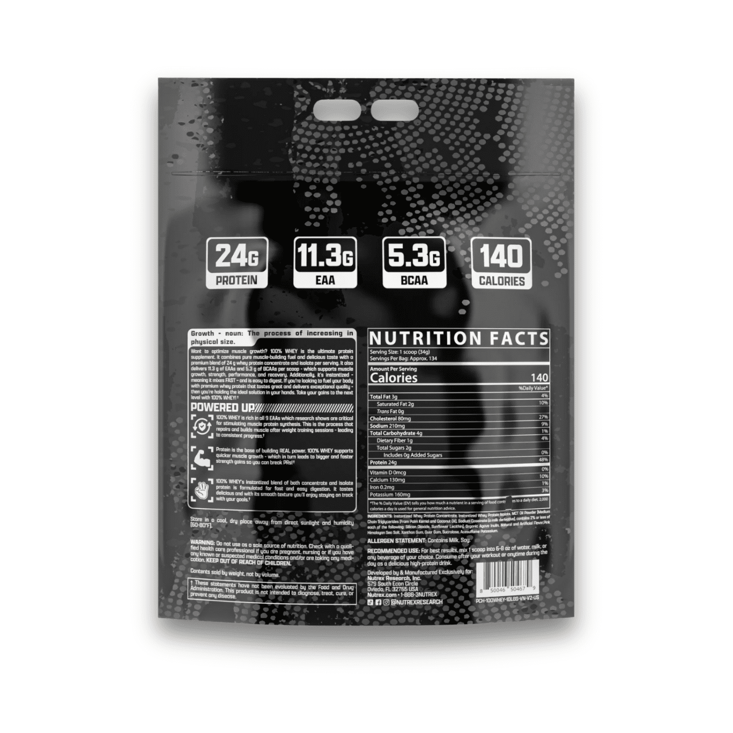 Nutrex Research 100% Whey Protein Powder Concentrate and Isolate Vanilla 10lb
