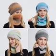 thumbnail image 4 of Gorro de invierno, gorro de punto con bufanda, gorro cálido para mujer, conjunto de gorro y bufanda de otoño e invierno, 4 of 4