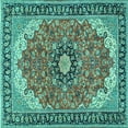 thumbnail image 1 of Ahgly Company Indoor Square Medallion Turquoise Blue Traditional Area Rugs, 4' Square, 1 of 4
