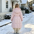 thumbnail image 6 of Hellosay Long Puffer Coat Girls Quilted Long Sleeve Hooded Jacket Winter Zip Up Ruffle Tie Front Outwear with Pockets, 6 of 6