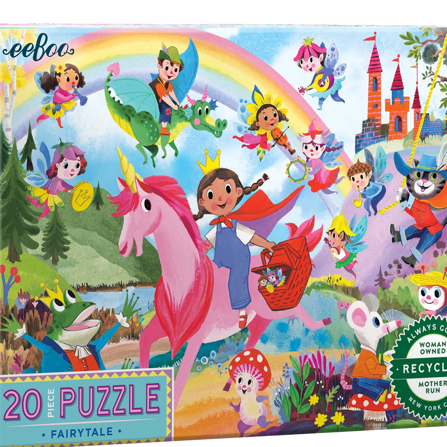 eeBoo: Fairies & Tales - 20 Piece Puzzle, 11 x 15" Jigsaw, Oversized Colorful High-Quality Pieces, Fantasy Preschool Puzzle, Children, Kids Ages 3+