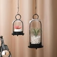 thumbnail image 5 of 2 PACK Wide Versatile Metal Candle Holder in Black with Handmade Thick,Heavy Sturdy Glass Dome for Pillar Candle,Industrial,Modern,Shelf,Mantel,Veranda,Porch, 5 of 6