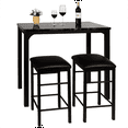 thumbnail image 4 of VECELO 3-Piece Dining Table with Chairs Faux Marble Countertop and Leather Cushion Seat, Black, 4 of 8