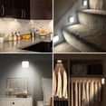 thumbnail image 4 of Yuarrent 3/6X Sensor de movimiento LED Luz de pared nocturna adhesiva Pasillo Escaleras Funciona con pilas Iluminación y accesorios Luz blanca de concha blanca cuadrada, 4 of 6