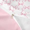 thumbnail image 4 of Meiyoeat Minimalist Ribbon Print Bedding, Delicate Bow Pattern Duvet Cover Full, Pink White,3pcs,No Comforter,Pink Reversible, 4 of 6