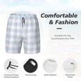 thumbnail image 3 of Yiaed Blue Checkboard Print Mens Swim Trunks Bathing Suit Compression Liner Beach Swim Shorts Swimwear Quick Dry Zipper Pocket No-Chafing Board Short-, 3 of 6