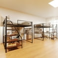 thumbnail image 3 of Yoneston Full Size Loft Metal Bed Frame with Built-in Charging Station and LED Lighting for Bedroom and Dormitory, Black, 3 of 7