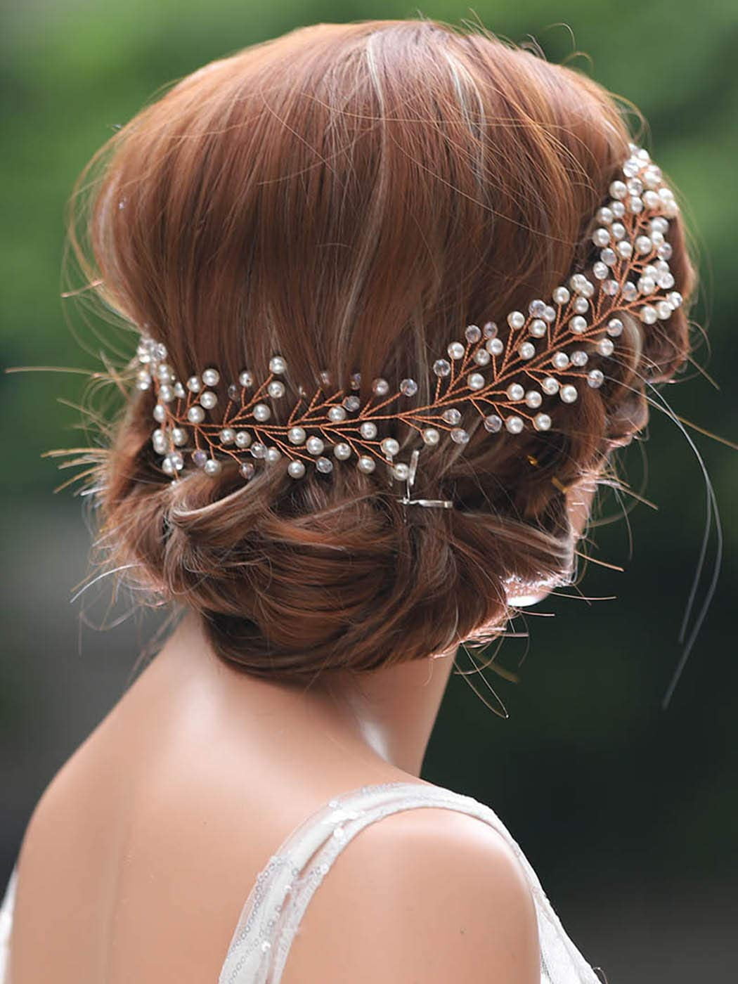 Babys Breath Hair Piece Wedding Hair Vine Sillver Rhinestone Headband Bridal Branch Crystal Wreath Crown Bridal Flower Vine Accessories For Bride And Bridesmaid 15 74inches Rose Gold Walmart Com