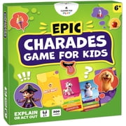 Epic Charades Game for Kids Ages 6+ – 200 Act Out & Explain Cards with Illustrations & Timer – Fun Educational Game for Family, Party, Classroom & Travel