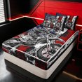thumbnail image 2 of Erosebridal Red Graffiti Motorbike Zipper Twin Comforter Sets with Fitted Sheet and 2 Pillowcases for Boys Men, Vintage Flag Star Print Zipper Bedding Set, Black Reversible, 4pcs, 2 of 7