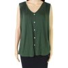 Bobeau Womens Knit Top Large Sleeveless Button Detail Green L